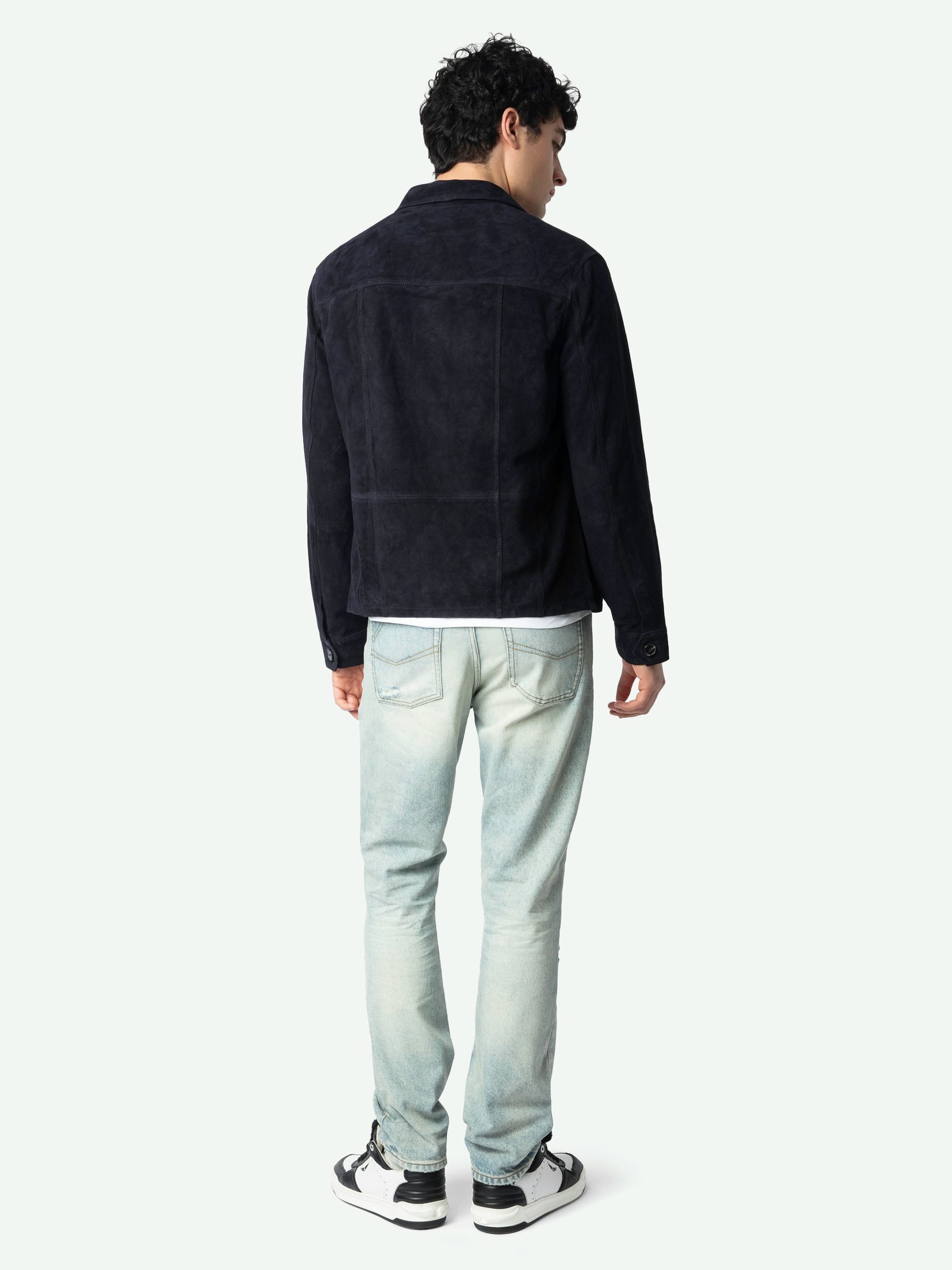 Kuba Leder-Suede Jacke - Wildlederjacke mit langen Ärmeln und Knopfverschluss.